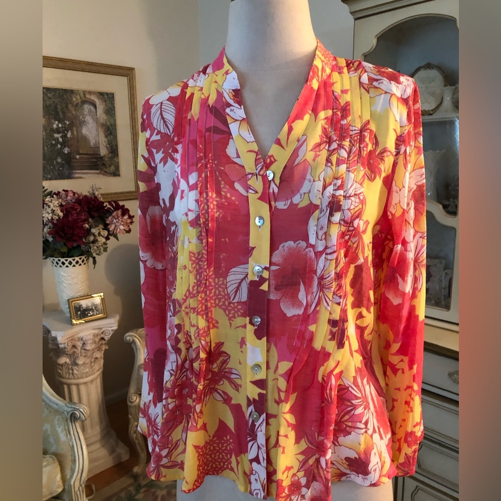 Ruby Rd Excellent Condition Long Sleeve Floral To… - image 1